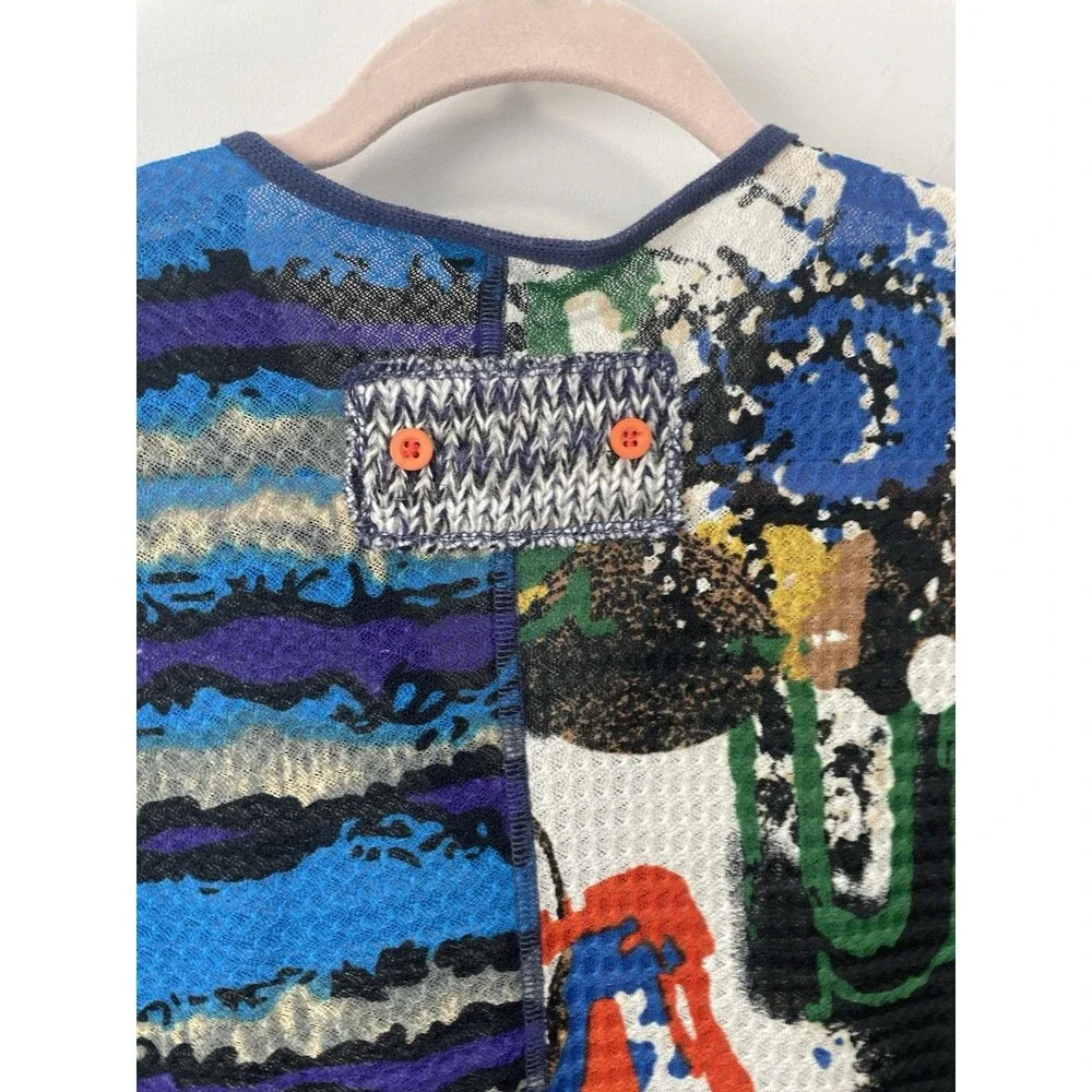 Kaktus Zip Cardigan XL Art to wear Artsy Sweater Colorful Boho Hippie